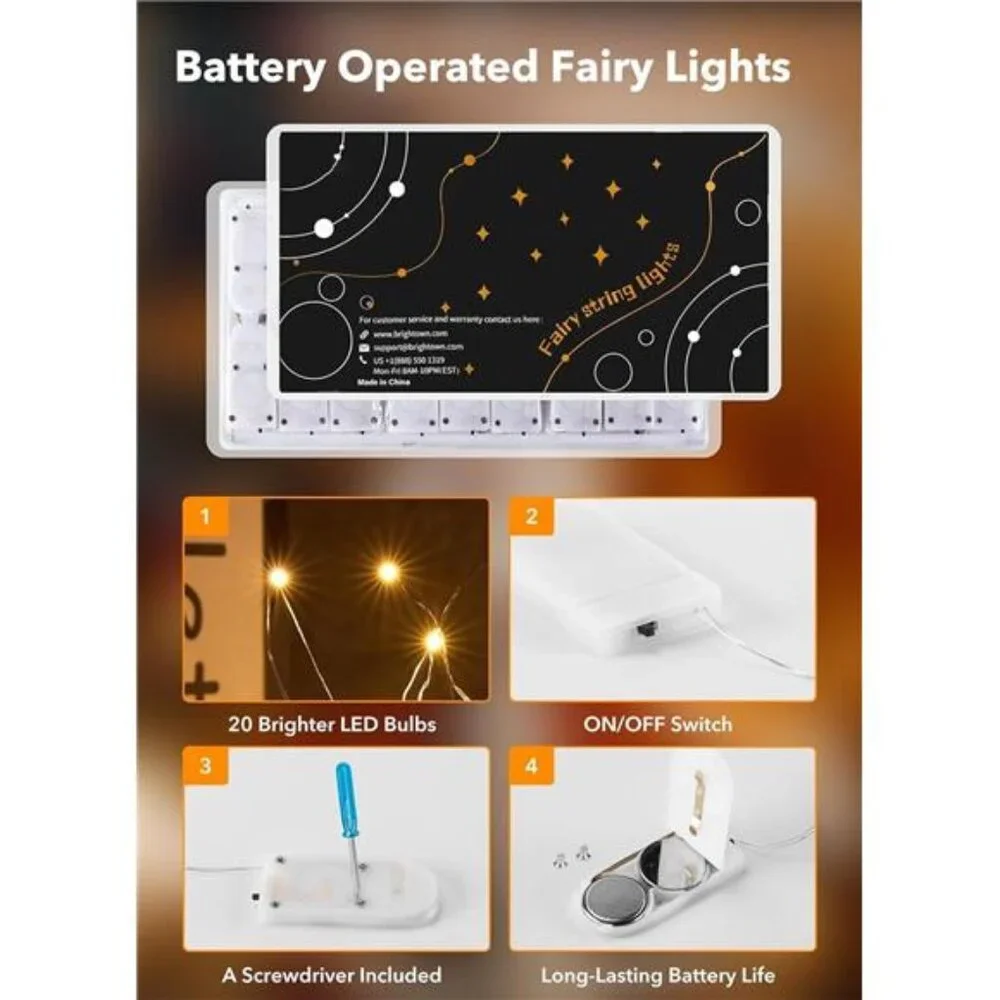 12 Pack LED Fairy Lights, 7ft 20LED, Battery Operated Silver Wire String Lights‎